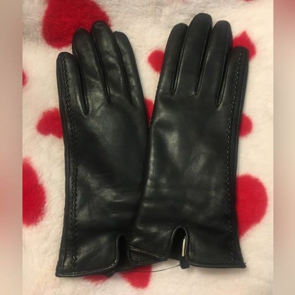 Fownes Brothers MEDIUM Black Leather Gloves 7.5 women’s